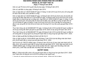 Nghị quyết 14/NQ-HĐND 2019 điều chỉnh kế hoạch đầu tư công trung hạn thành phố Hồ Chí Minh