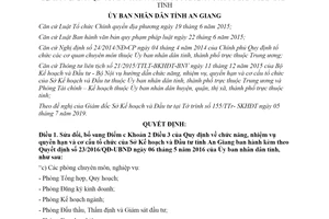 Quyết định 24/2019/QĐ-UBND sửa đổi Quy định chức năng nhiệm vụ Sở Kế hoạch tỉnh An Giang
