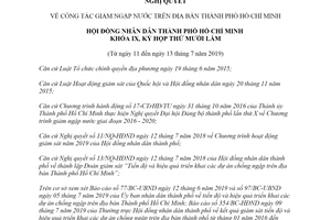 Nghị quyết 19/NQ-HĐND 2019 công tác giảm ngập nước thành phố Hồ Chí Minh