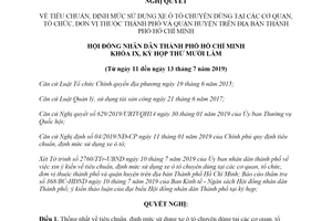 Nghị quyết 27/NQ-HĐND 2019 tiêu chuẩn định mức xe ô tô chuyên dùng Hồ Chí Minh