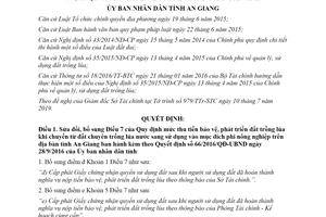 Quyết định 28/2019/QĐ-UBND sửa đổi mức thu tiền bảo vệ phát triển đất trồng lúa tỉnh An Giang