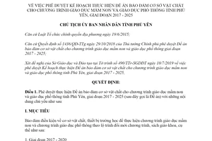 Quyết định 1088/QĐ-UBND 2019 bảo đảm cơ sở vật chất giáo dục mầm non Phú Yên