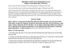 Nghị quyết 230/2019/NQ-HĐND bãi bỏ Nghị quyết không còn phù hợp với pháp luật tỉnh Kiên Giang