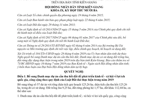 Nghị quyết 219/2019/NQ-HĐND danh mục dự án cần thu hồi đất tỉnh Kiên Giang