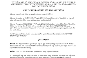 Quyết định 2348/QĐ-UBND 2019 quy trình giải quyết thủ tục hành chính Sở Giáo dục Sóc Trăng