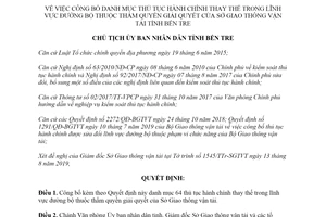 Quyết định 1798/QĐ-UBND 2019 thủ tục hành chính lĩnh vực đường bộ Sở Giao thông tỉnh Bến Tre
