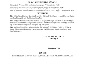 Quyết định 34/2019/QĐ-UBND thành lập và hoạt động của tổ chức phối hợp liên ngành tỉnh Đồng Nai