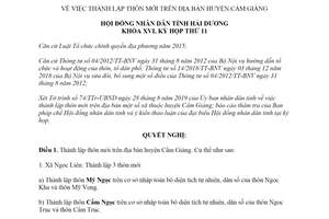 Nghị quyết 12/2019/NQ-HĐND thành lập thôn mới trên địa bàn huyện Cẩm Giàng tỉnh Hải Dương