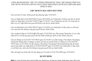 Quyết định 1505/QĐ-UBND 2019 công bố thủ tục hành chính lĩnh vực Xây dựng tỉnh Cà Mau