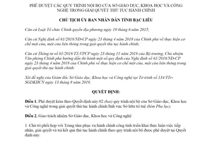 Quyết định 1701/QĐ-UBND 2019 phê duyệt quy trình nội bộ Sở Giáo dục tỉnh Bạc Liêu