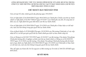 Quyết định 1538/QĐ-UBND 2019 công bố thủ tục hành chính lĩnh vực Môi trường tỉnh Cà Mau