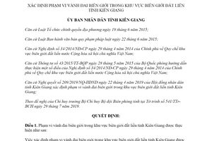 Quyết định 18/2019/QĐ-UBND phạm vi vành đai biên giới trong khu vực biên giới đất liền Kiên Giang