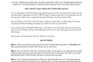 Quyết định 2893/QĐ-UBND 2019 đơn giản thủ tục hành chính trong lĩnh vực lữ hành tỉnh Tiền Giang