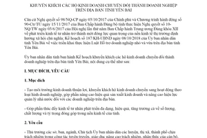 Kế hoạch 230/KH-UBND 2019 khuyến khích hộ kinh doanh chuyển đổi thành doanh nghiệp Yên Bái