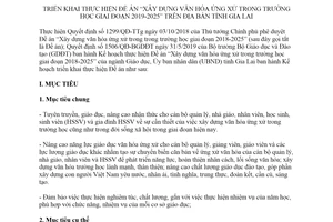 Kế hoạch 2072/KH-UBND 2019 thực hiện văn hóa ứng xử trong trường học tỉnh Gia Lai
