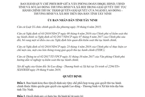 Quyết định 2065/QĐ-UBND 2019 phối hợp giải quyết thủ tục hành chính ngành Lao động Tây Ninh