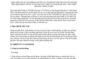 Kế hoạch 125/KH-UBND 2019 vận động nguồn lực xã hội hỗ trợ trẻ em xã đặc biệt khó khăn Cà Mau