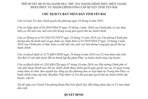 Quyết định 2411/QĐ-UBND 2019 thủ tục hành chính Bộ phận hành chính công cấp huyện tỉnh Yên Bái