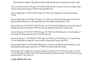Kế hoạch 3763/KH-UBND 2019 quy định hoạt động thông tin đối ngoại tỉnh Hải Dương