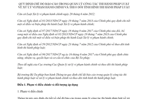 Thông tư 16/2018/TT-BTP chế độ báo cáo công tác thi hành pháp luật về xử lý vi phạm hành chính