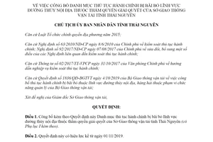 Quyết định 3477/QĐ-UBND 2019 thủ tục hành chính đường thủy thuộc Sở Giao thông Thái Nguyên