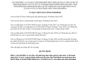 Quyết định 41/2019/QĐ-UBND sửa đổi Điều 11 của Quy chế về xử lý vi phạm hành chính Ninh Bình