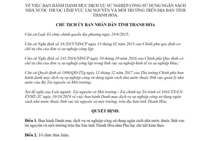 Quyết định 4462/QĐ-UBND 2019 dịch vụ sử dụng ngân sách nhà nước lĩnh vực tài nguyên Thanh Hóa