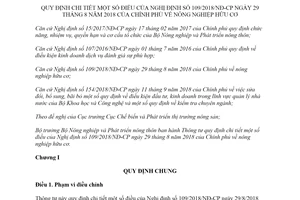 Circular 16/2019/TT-BNNPTNT elaborating Decree 109/2018/ND-CP on organic agriculture