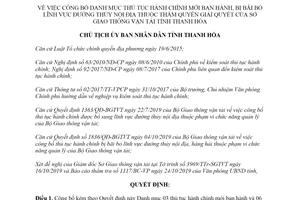 Quyết định 4541/QĐ-UBND 2019 thủ tục hành chính Đường thủy thuộc Sở Giao thông Thanh Hóa