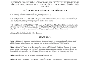 Quyết định 3476/QĐ-UBND 2019 giải quyết thủ tục hành chính về công thương cấp huyện Thái Nguyên