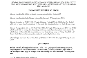 Quyết định 53/2019/QĐ-UBND sửa đổi Quyết định quy định chức năng của Sở Tài chính An Giang