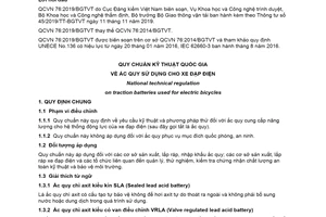 Quy chuẩn kỹ thuật quốc gia QCVN 76:2019/BGTVT về Ắc quy sử dụng cho xe đạp điện