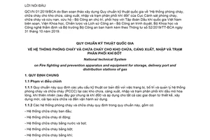 Quy chuẩn kỹ thuật quốc gia QCVN 01:2019/BCA về Hệ thống phòng cháy, chữa cháy cho kho chứa, cảng xuất, nhập và trạm phân phối khí đốt
