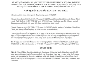 Quyết định 4653/QĐ-UBND 2019 thủ tục hành chính về Hoạt động khoa học Sở Khoa học Thanh Hóa