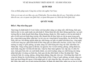 Nghị quyết 85/2019/QH14 Kế hoạch phát triển kinh tế xã hội năm 2020