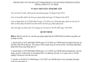 Quyết định 47/2019/QĐ-UBND bãi bỏ văn bản quy phạm pháp luật tỉnh Phú Yên