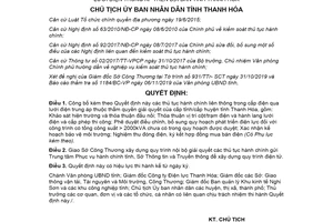 Quyết định 4652/QĐ-UBND 2019 thủ tục hành chính trong cấp điện qua lưới điện trung áp Thanh Hóa