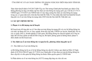 Kế hoạch 378/KH-UBND 2019 ứng phó sự cố an toàn thông tin mạng tỉnh Hà Tĩnh