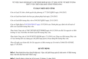 Quyết định 30/2019/QĐ-UBND Quy chế phối hợp quản lý nhà nước về Khí tượng thủy văn Vĩnh Long