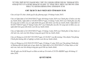 Quyết định 818/QĐ-UBND 2019 phê duyệt thủ tục hành chính Sở Kế hoạch tỉnh Kon Tum