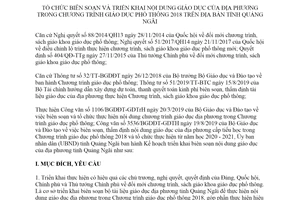 Kế hoạch 145/KH-UBND 2019 biên soạn giáo dục của địa phương giáo dục phổ thông Quảng Ngãi