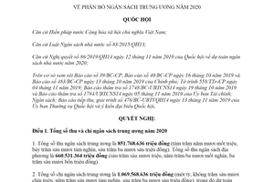 Nghị quyết 87/2019/QH14 phân bổ ngân sách trung ương năm 2020