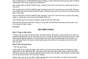 Thông tư 79/2019/TT-BTC Chế độ kế toán áp dụng cho ban quản lý dự án sử dụng vốn đầu tư công