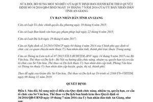 Quyết định 57/2019/QĐ-UBND sửa đổi Quyết định chức năng cơ cấu tổ chức Sở Văn hóa An Giang