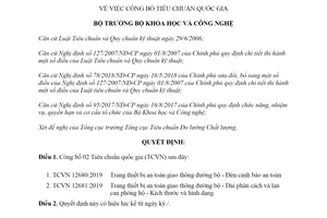 Quyết định 3443/QĐ-BKHCN 2019 công bố Tiêu chuẩn quốc gia an toàn giao thông đường bộ