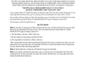 Quyết định 219/QĐ-BCĐLSCPVN 2019 sửa đổi Quyết định hoạt động Ban Chỉ đạo biên soạn Lịch sử