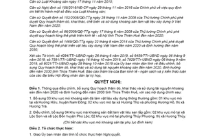 Nghị quyết 17/2019/NQ-HĐND điều chỉnh khai thác và sử dụng tài nguyên khoáng sản Huế