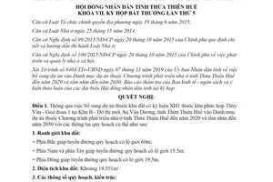 Nghị quyết 16/2019/NQ-HĐND dự án thuộc Chương trình phát triển nhà ở Thừa Thiên Huế