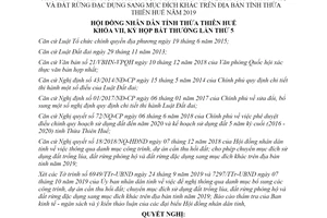 Nghị quyết 31/NQ-HĐND 2019 danh mục bổ sung công trình dự án cần thu hồi đất Thừa Thiên Huế