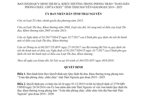 Quyết định 34/2019/QĐ-UBND thi đua phong trào Toàn dân phòng cháy chữa cháy Thái Nguyên